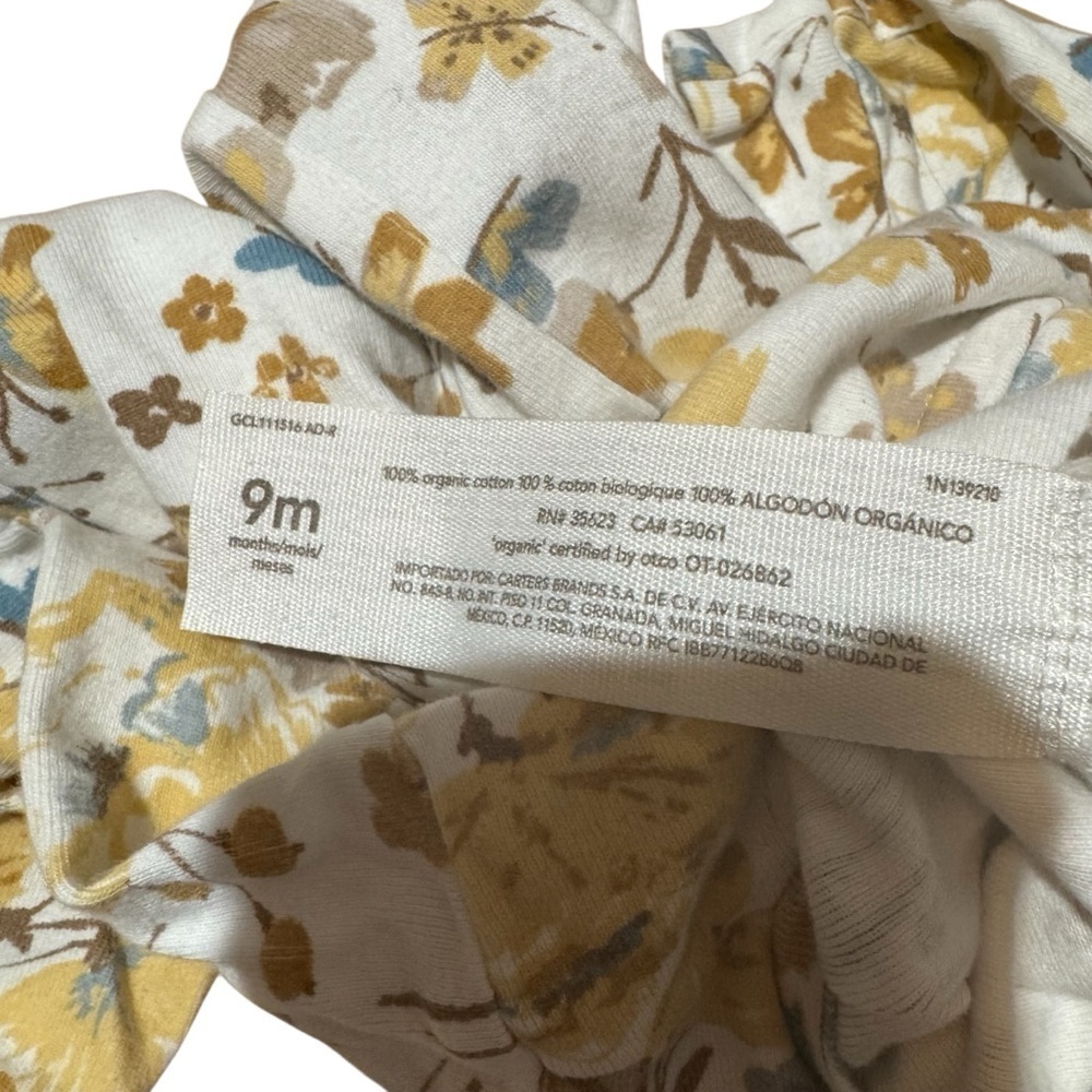 Little Planet by Carter’s Organic Cotton Floral 2-way Zip Sleeper Footie 9M - Picture 5 of 5